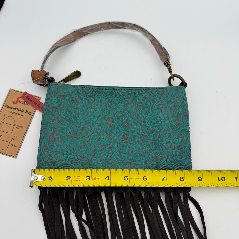 American Darling Turquoise Tooled Leather Fringe Bag NWT Western Crossbody - Picture 9 of 9